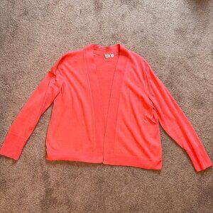 GAP Bright Coral Orange Lightweight Cotton Open Cardigan Sweater XL
